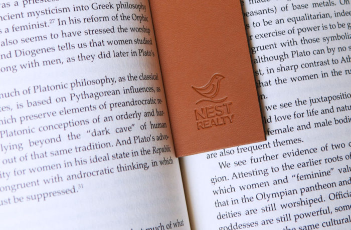 Nest bookmark used in book